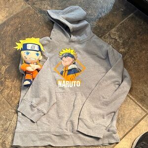 Gray Naruto Hoodie and Plush Set